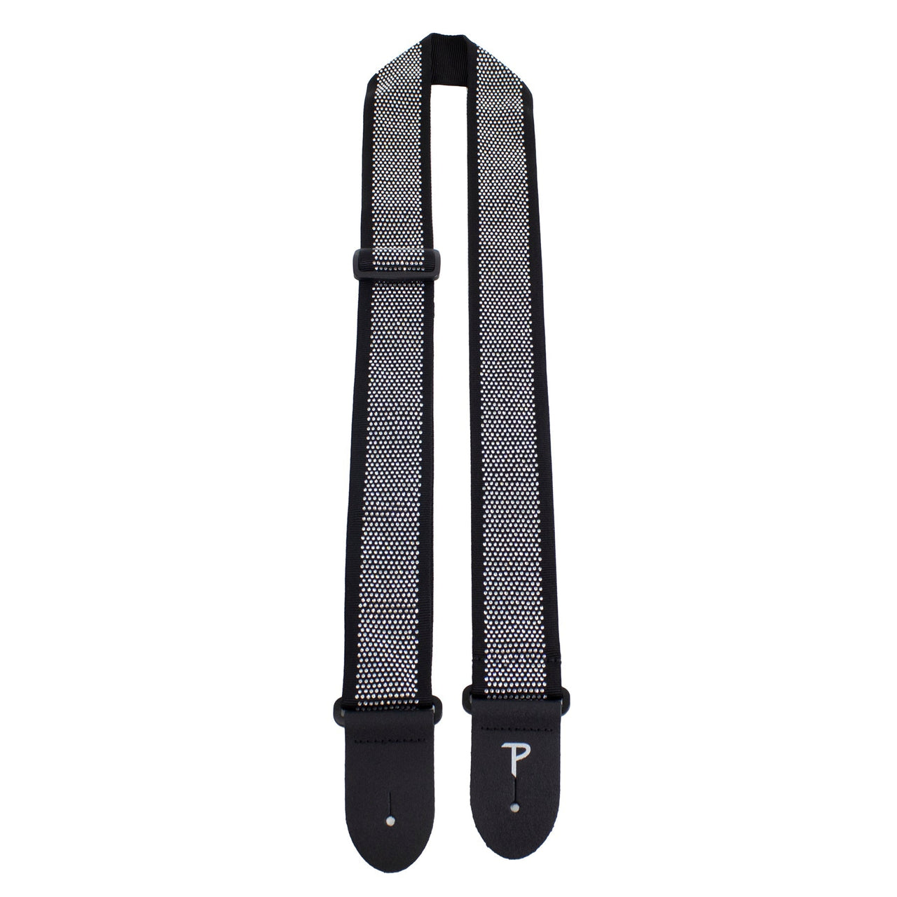 MINI RHINESTONES ON BLACK JACQUARD GUITAR STRAP