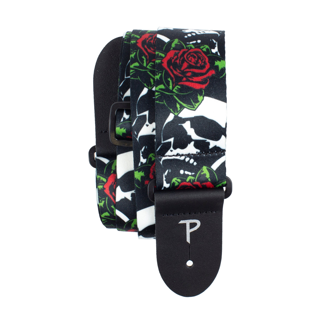 SKULLS AND ROSES DESIGN POLYESTER GUITAR STRAP