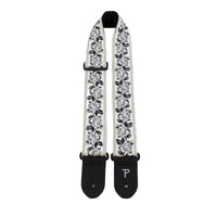 Thumbnail for BLACK ROSES ON WHITE JACQUARD GUITAR STRAP