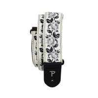 Thumbnail for BLACK ROSES ON WHITE JACQUARD GUITAR STRAP