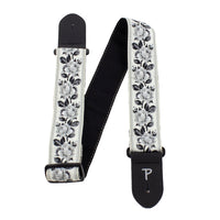 Thumbnail for BLACK ROSES ON WHITE JACQUARD GUITAR STRAP
