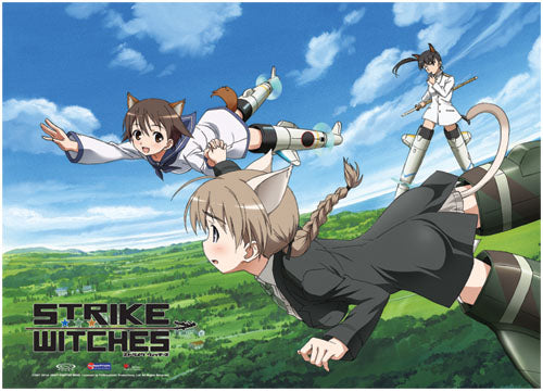 STRIKE WITCHES FLYING IN THE SKY FABRIC POSTER