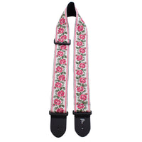 Thumbnail for RED ROSES ON WHITE JACQUARD GUITAR STRAP