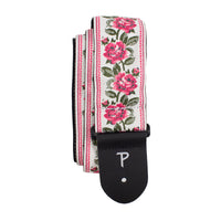 Thumbnail for RED ROSES ON WHITE JACQUARD GUITAR STRAP