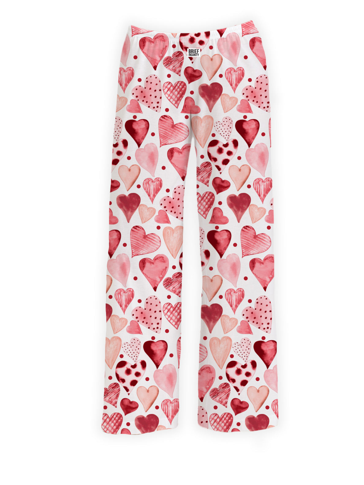 BRIEF INSANITY Red Painted Hears Lounge Pants