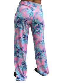Thumbnail for Tropical Leaf Pajama Lounge Pants back view on model (waist down)