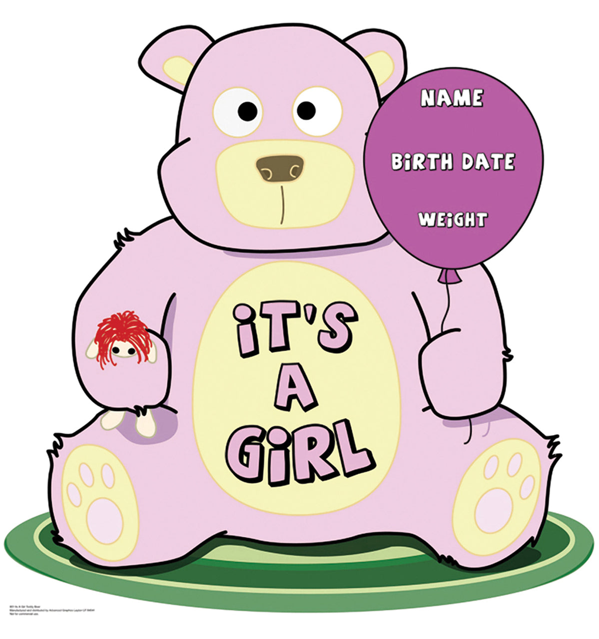 Life-size It's A Girl Teddy Bear Cardboard Cutout
