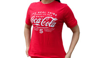Thumbnail for Coca-Cola Classic Vintage Red Short Sleeve T-Shirt on model (front/side angle view)