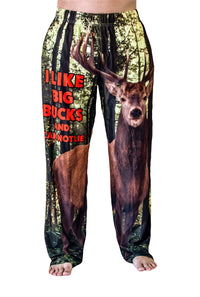 Thumbnail for Waist down photo of model wearing I Like Big Bucks pajama lounge pants front view (white background)