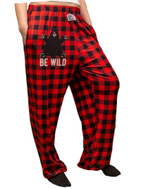 Thumbnail for Waist down photo of model wearing Be Wild Red Plaid pajama lounge pants front/side view (white background)