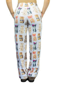 Thumbnail for Waist down photo of model wearing Check Meowt pajama lounge pants back view (white background)