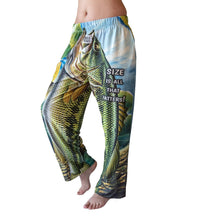 Thumbnail for Waist down photo of model wearing Big Fish Size Matters pajama lounge pants side view (white background)