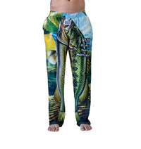 Thumbnail for Waist down photo of model wearing Big Fish Size Matters pajama lounge pants front view (white background)