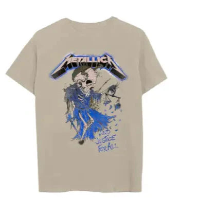 Metallica "Justice For All" Blue Logo Natural Tee