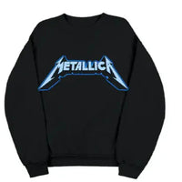 Thumbnail for Metallica Icy Blue Logo Black Crewneck Fleece