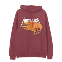 Thumbnail for Metallica Flaming Skull Logo Maroon Pullover Hoodie