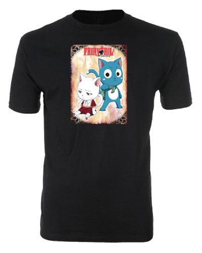 FAIRY TAIL- HAPPY & CARLA  MEN SCREEN PRINT T-SHIRT