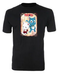 Thumbnail for FAIRY TAIL- HAPPY & CARLA  MEN SCREEN PRINT T-SHIRT