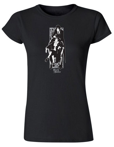 BLACK BUTLER - SEBASTIAN AND CIEL FLORAL JRS SCREEN PRINT T-SHIRT