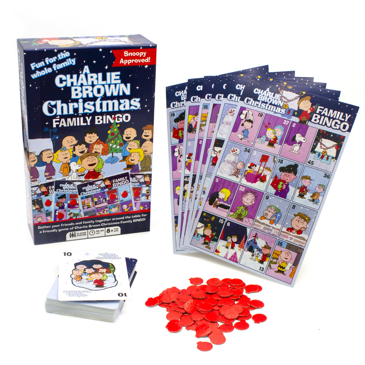 Peanuts Charlie Brown Christmas Family Bingo Game – 6 PC PPK