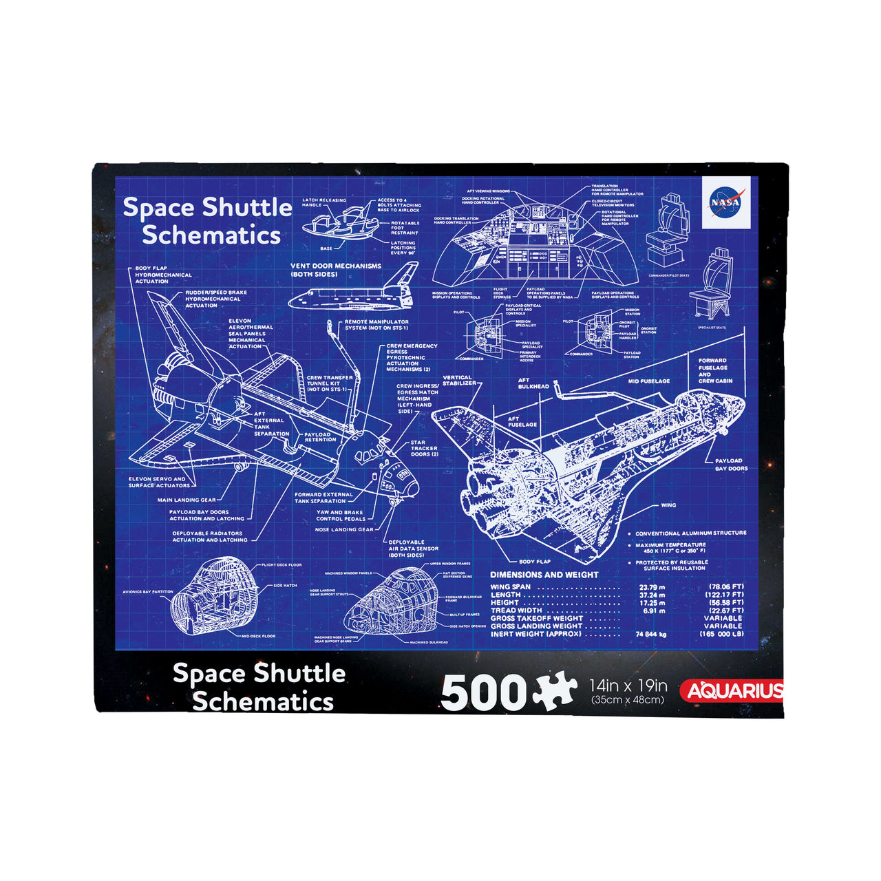 NASA - Shuttle Schematic 500 Piece Jigsaw Puzzle – 3 PC PPK