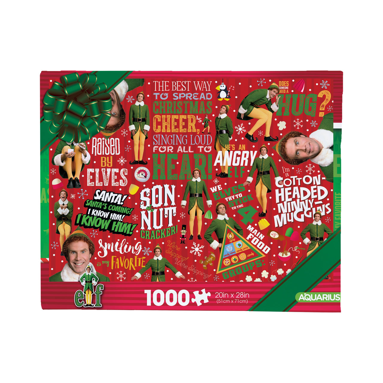 Elf - Wrapping Paper 1000 Piece Jigsaw Puzzle – 3 PC PPK