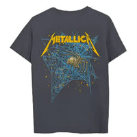 Thumbnail for Metallica Spiderweb Yellow Logo Charcoal Tee