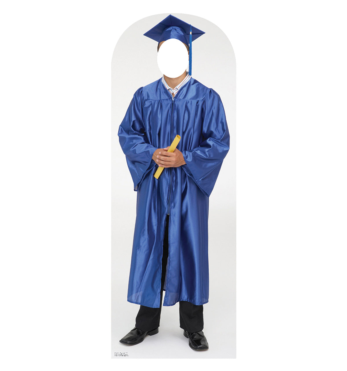 Male Graduate Blue Cap and Gown Cardboard Cutout