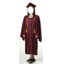 Thumbnail for Life-size Female Graduate Red Cap and Gown Cardboard Cutout