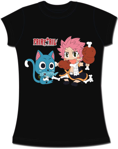 FAIRY TAIL- SD HAPPY AND NATSU EATING JR SCREEN PRINT T-SHIRT
