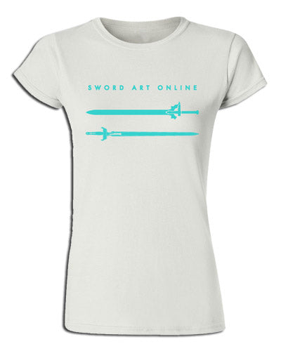SWORD ART ONLINE- ASUNA'S AND KIRITO'S SWORDS JRS SCREEN PRINT T-SHIRT