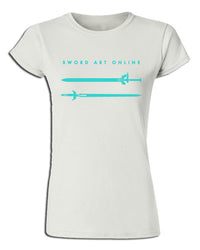Thumbnail for SWORD ART ONLINE- ASUNA'S AND KIRITO'S SWORDS JRS SCREEN PRINT T-SHIRT