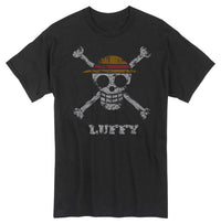 Thumbnail for ONE PIECE- LUFFY PIRATE FLAG DISTRESSED MENS SCREEN PRINT T-SHIRT