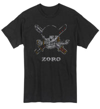 Thumbnail for ONE PIECE- ZORO PIRATE FLAG DISTRESSED MENS SCREEN ORINT T-SHIRT