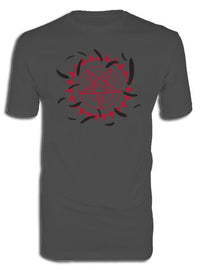 Thumbnail for CURSE SYMBOL AND FEATHERS MEN SCREEN PRINT T-SHIRT