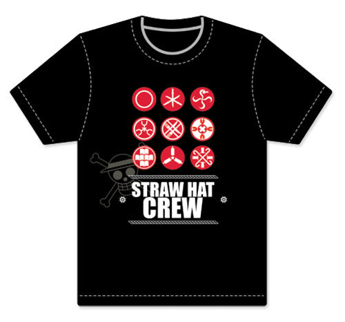 ONE PIECE- STRAW HAT CREW SYMBOLS MEN SCREEN PRINT T-SHIRT