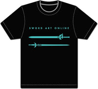 Thumbnail for SWORD ART ONLINE- KIRITO AND ASUNA SWORDS BLACK MENS SCREEN PRINT T-SHIRT
