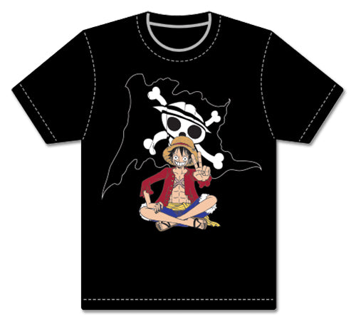ONE PIECE- LUFFY PEACE SIGN- MEN SCREEN PRINT T-SHIRT