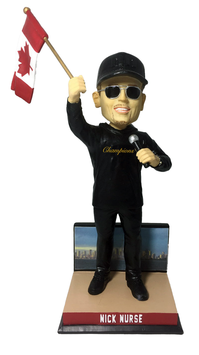 Nick Nurse Canadian Flag Toronto Raptors 2019 Champions Bobblehead NBA