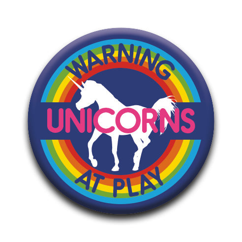 Unicorns - At Play Round Pinback Button (1.25") – 6 PC PPK