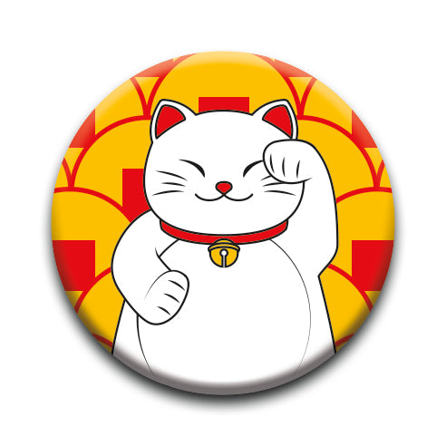 Lucky Cat - Coins Round Pinback Button (1.25") – 6 PC PPK