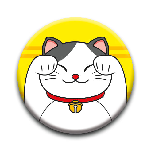 Lucky Cat - Paws Up Round Pinback Button (1.25") – 6 PC PPK
