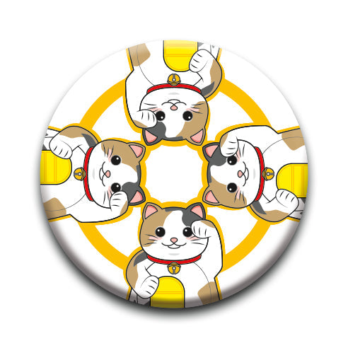 Lucky Cat - Compass Round Pinback Button (1.25") – 6 PC PPK