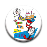 Thumbnail for Cat in The Hat - Up With A Fish Round Pinback Button (1.25