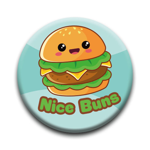 Kawaii Foods - Hamburger Round Pinback Button (1.25") – 6 PC PPK