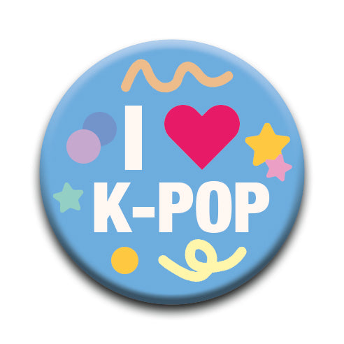 K-POP - I Heart K-POP - Round Pinback Button (1.25") – 6 PC PPK