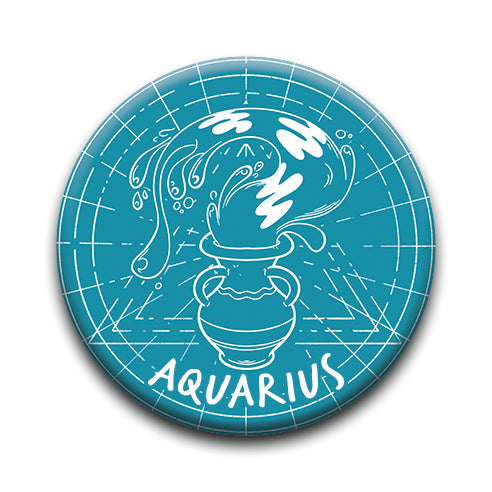 Horoscope - Aquarius Round Pinback Button (1.25") – 6 PC PPK
