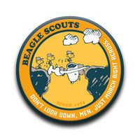 Thumbnail for Peanuts Beagle Scouts - March Right Across Round Pinback Button (1.25