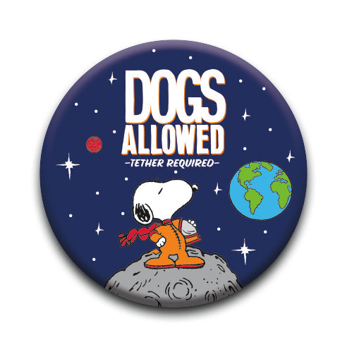 Peanuts Snoopy in Space - Dogs Allowed - Round Pinback Button (1.25") – 6 PC PPK