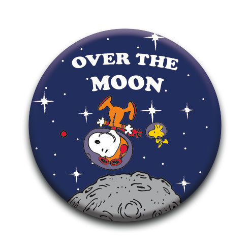 Peanuts Snoopy in Space - Over The Moon - Round Pinback Button (1.25") – 6 PC PPK